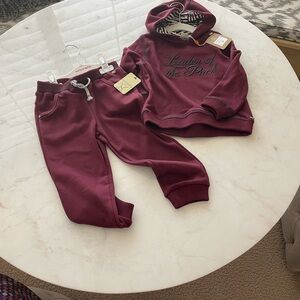 Leader of the Pack Kids Burgundy Hoodie and Pants Set